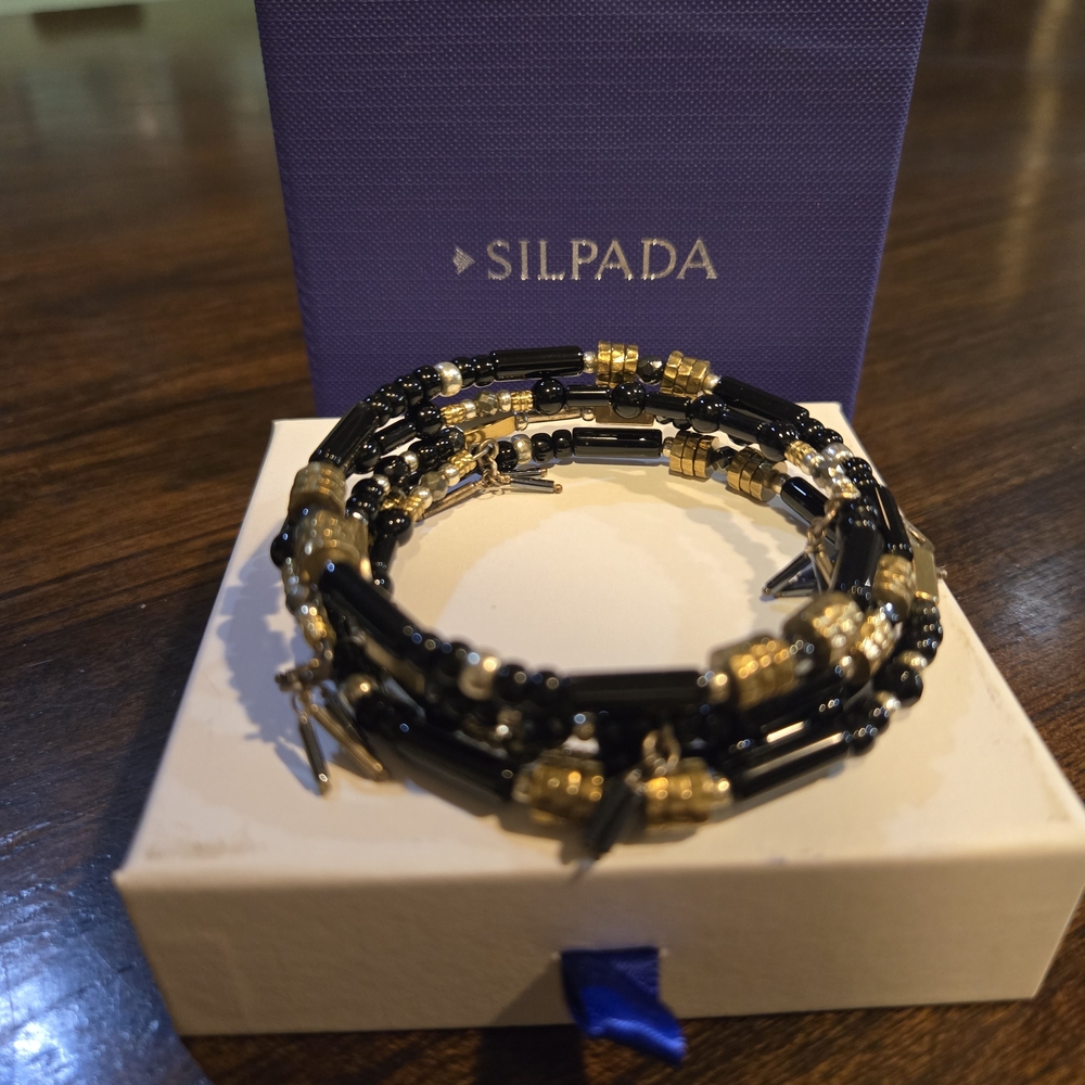 Silpada Black and Gold Wrap Bracelet